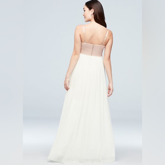 Dresses Nwot Ivory Nude Chiffon Dress With Beaded Boho Bodice Beach Wedding Gown Poshmark